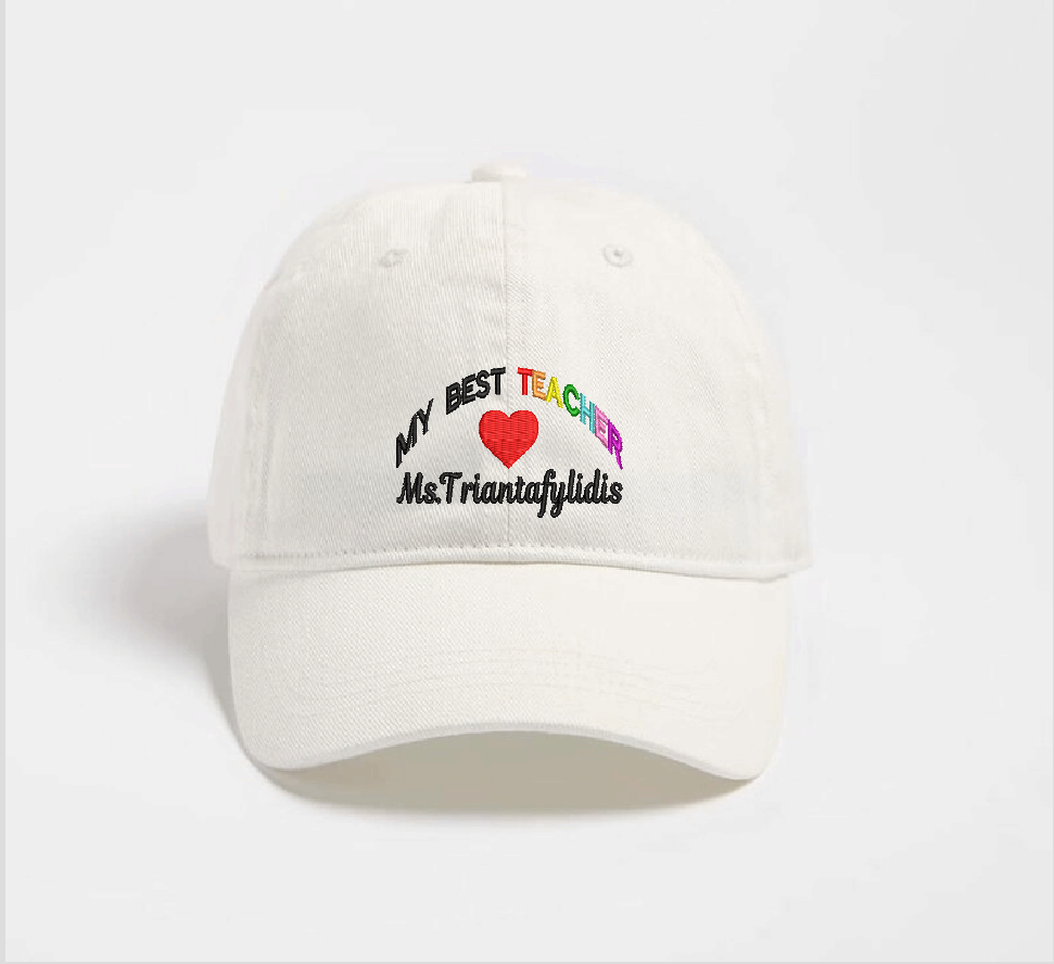 Teacher Name Embroidered Classic Cap,My Best Teacher Ever Hat, Custom School Hat, Cute Teacher Hat, Thank You Gift, Birthday Gift